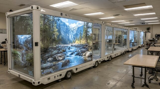Mobile learning units with VR providing virtual reality-based educational experiences in portable classroom settings.