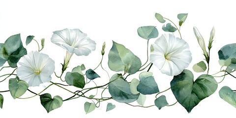 Delicate watercolor floral border