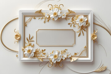 vintage photo frame with flowers