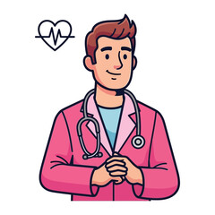 Fototapeta premium Confident Medical Professional: A medical professional, exuding competence and care, stands ready with a stethoscope.