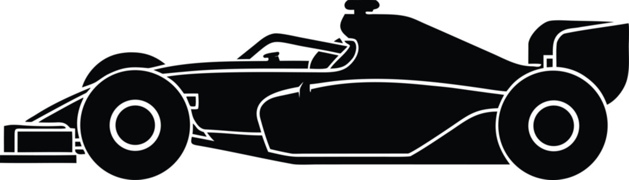 F1 Racing Car Silhouette Vector Elements High Quality Illustration