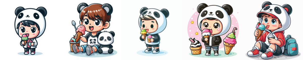 VECTOR MAN WEARING COSTUM PANDA