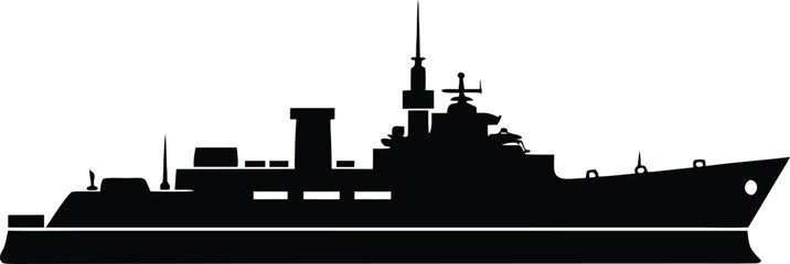 Obraz premium Warships Silhouette Vector Illustration for Naval Clipart Design