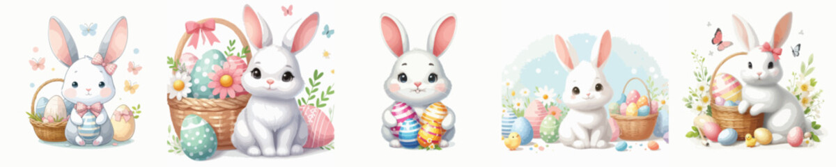 EASTER BUNNY WHITE BACKGROUND IMAGE VECTOR