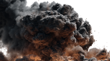 dense explosion smoke cloud on transparent backgrounds 3d render