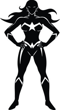 Wonder Woman Silhouette Vector Illustration Clipart Superhero Artwork Design