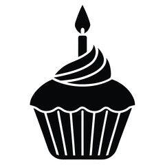 birthday cupcake vector icon