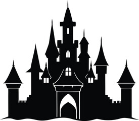 Fototapeta premium Fairytale Castle Silhouette Vector Illustration for Clipart Design
