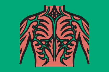 Fototapeta premium Vibrant Tribal Tattoo on Human Torso Maori tattoo Polynesian tattoo