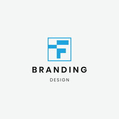 Flat design geometric letter f logo template