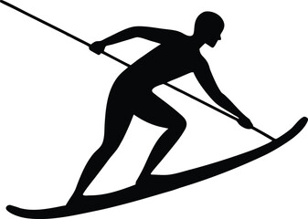 Water Skiing Silhouette Vector Art of a Person for Clipart Design