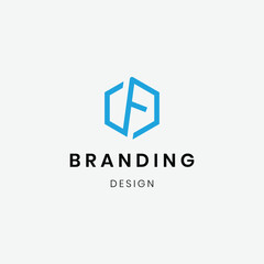Flat design geometric letter f logo template