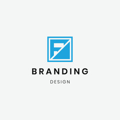Flat design geometric letter f logo template