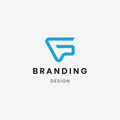 Flat design geometric letter f logo template
