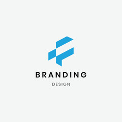 Flat design geometric letter f logo template