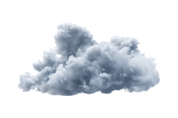 Dramatic storm cloud illuminated by bright lightning strike