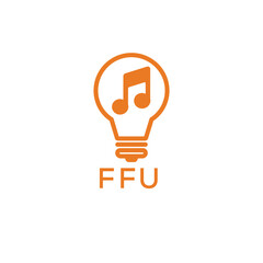 Creative Light Bulb with Music Note Logo Design for Music, Innovation, and Entertainment Branding. FFU Letter Logo.
