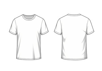 Blank White TShirt Mockup Front and Back Views on transparent background