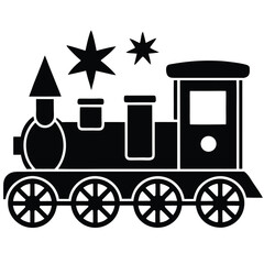 christmas train vector icon