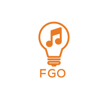 Creative Light Bulb with Music Note Logo Design for Music, Innovation, and Entertainment Branding. FGO Letter Logo.
