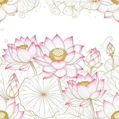 Obraz premium Vibrant Lotus Flowers in Bloom, Illustrative Artwork, Tranquil Environment