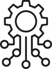 Abstract digital gear with connected nodes representing technology and innovation