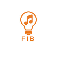 Creative Light Bulb with Music Note Logo Design for Music, Innovation, and Entertainment Branding. FIB Letter Logo.
