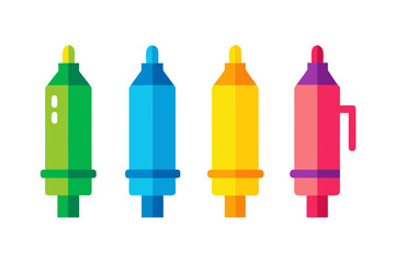 set of colorful Marker vector silhouette illustration isolated on white background