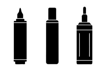 set of Marker vector silhouette illustration isolated on white background