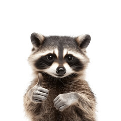 A cheerful raccoon giving a thumbs up