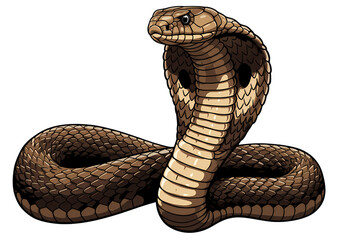 Fototapeta premium Majestic Cobra Hooded Serpent in Protective Posture on transparent background