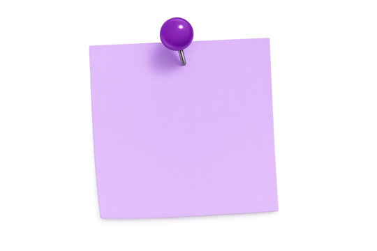 Purple sticky note pinned against transparent surface, conveying minimalist communication concept with clear visual design