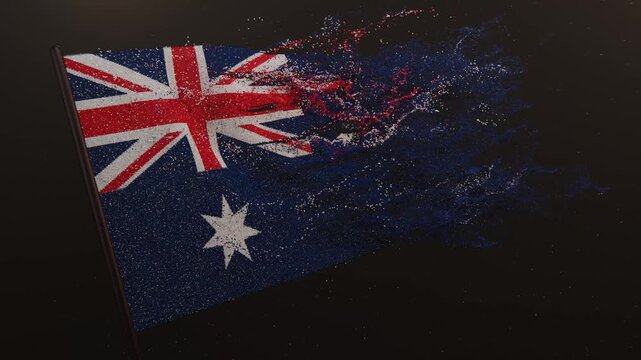 Particle flag animation of Australia. The Commonwealth of Australia flag animation. Waving flag video of Australia