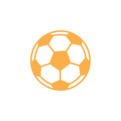 Obraz premium Illustration Isolated Orange Soccer Ball with Hexagon and Pentagon Pattern on White Background