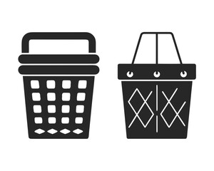 Laundry basket icon vector silhouette illustration isolated on white background