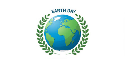 Fototapeta premium Earth Day Wreath Globe - Celebrate Earth Day with this minimalist design. Symbolizing environmental protection, global unity, sustainable growth, nature's beauty, and a healthy planet