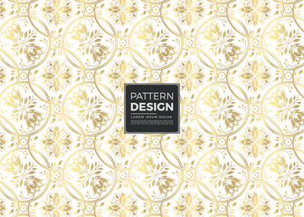 Elegant Golden Floral Pattern Seamless Design Ornate Damask Style with Abstract Flowers and Decorative Accents