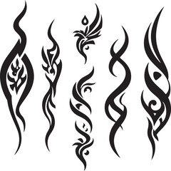 Tribal tattoo designs abstract swirling ornamental patterns on white vector illustration