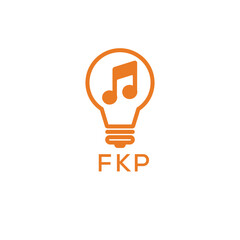 Creative Light Bulb with Music Note Logo Design for Music, Innovation, and Entertainment Branding. FKP Letter Logo.
