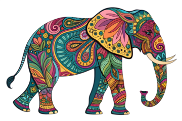 Painting of elephant rider  on transparent background