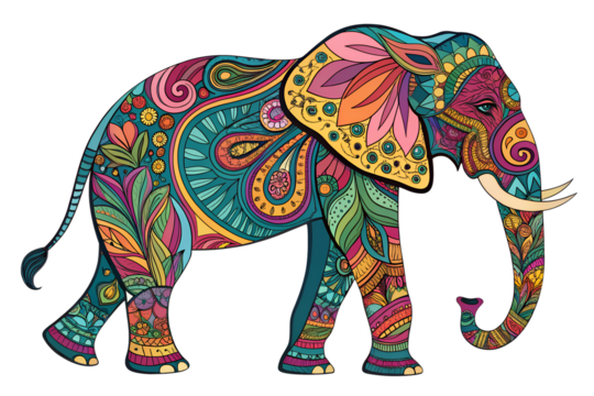 Painting of elephant rider  on transparent background - Powered by Adobe