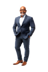 Cheerful African-American businessman posing for a full body photo