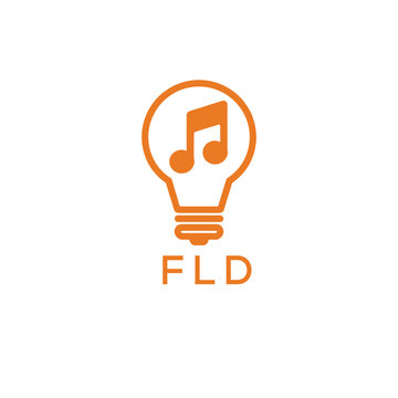 Creative Light Bulb with Music Note Logo Design for Music, Innovation, and Entertainment Branding. FLD Letter Logo.
