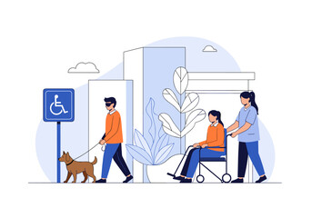 Inclusive urban environment assisting people with disabilities and visual impairments