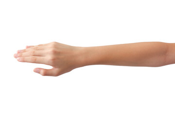 young woman's hands in beautiful poses on white background