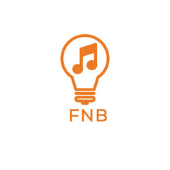 Creative Light Bulb with Music Note Logo Design for Music, Innovation, and Entertainment Branding. FNB Letter Logo.
