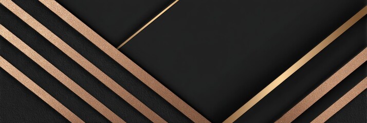 Abstract geometric design with intersecting copper-toned stripes on a dark background