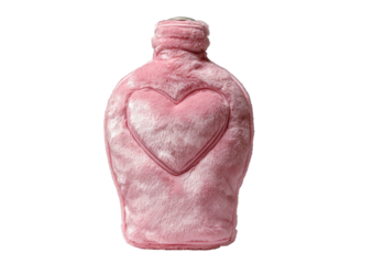 Soft pink hot water bottle with heart design