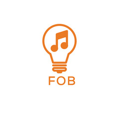 Creative Light Bulb with Music Note Logo Design for Music, Innovation, and Entertainment Branding. FOB Letter Logo.

