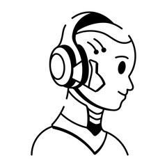 A hand drawn style icon depicting ai listener


